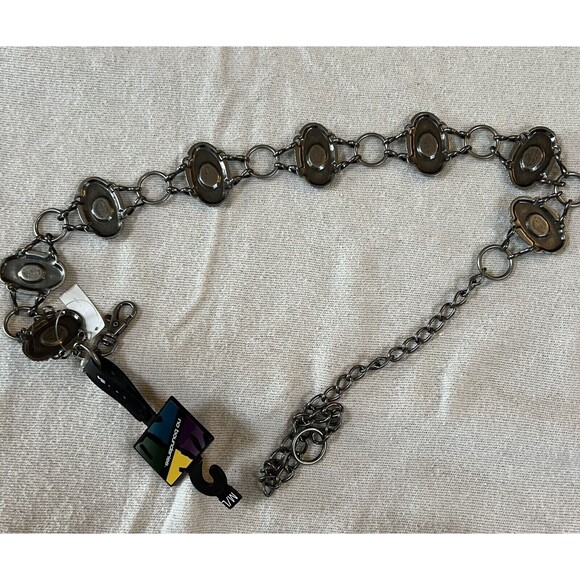 No Boundaries Women's Metal Chain Belt - Resin Rocks -  Stone Design -  Size M/L - Picture 8 of 11